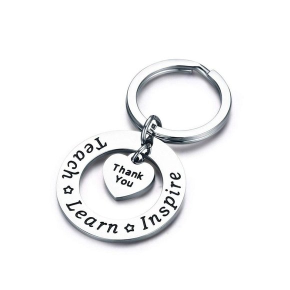 Unisex "Teach Love Inspire Thank you" Teachers School Keychain Gift Box - Picture 1 of 2
